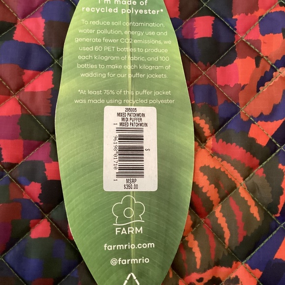 FARM Rio Mixed Patchwork Midi Reversible Puffer Jacket w/Belt Side Zipper Vents - Picture 13 of 16